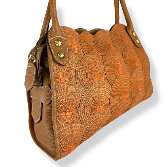 Vintage ERIC JAVITS NEW YORK raffia woven leather handbag - Picture 14 of 16